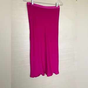 Free People Satin Slip Midi Skirt Pink size M